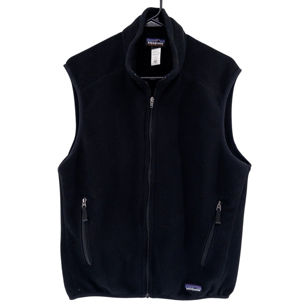 Patagonia Mens Medium Synchilla Fleece Vest Black Full Zip‎ Outdoor Hiking 25184
